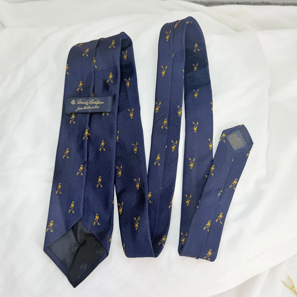 Vintage Brooks Brothers x Johnnie Walker Silk Tie Blue Gold Striding Man Preppy
